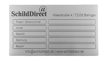 Typenschilder aus V4A Edelstahl