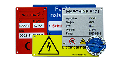 Bedruckte Kunststoffschilder, eloxierte Aluminiumschilder, bedruckte Aluminiumschilder