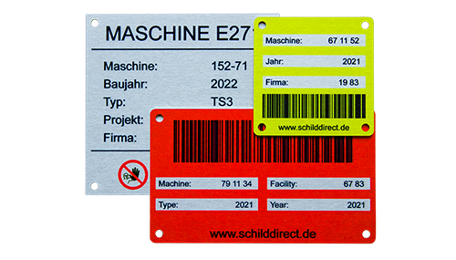 Eloxierte Aluminiumschilder in verschiedenen Farben und Formen