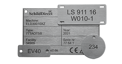 Gravierte Metallschilder, verschiedene Formate und Formen