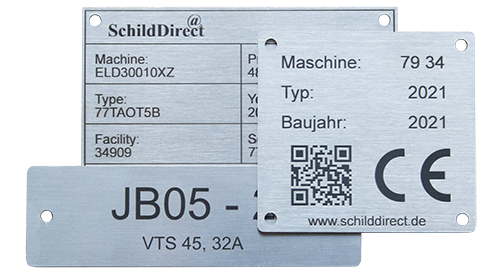 Gravierte Edelstahlschilder in verschiedenen Formen