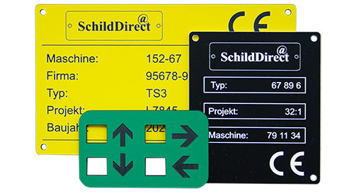 Gravierte Schilder in verschiedenen Formen und Größen