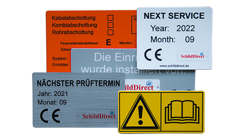 Industrieaufkleber mit verschiedenen Oberflächen, Farben und Formen